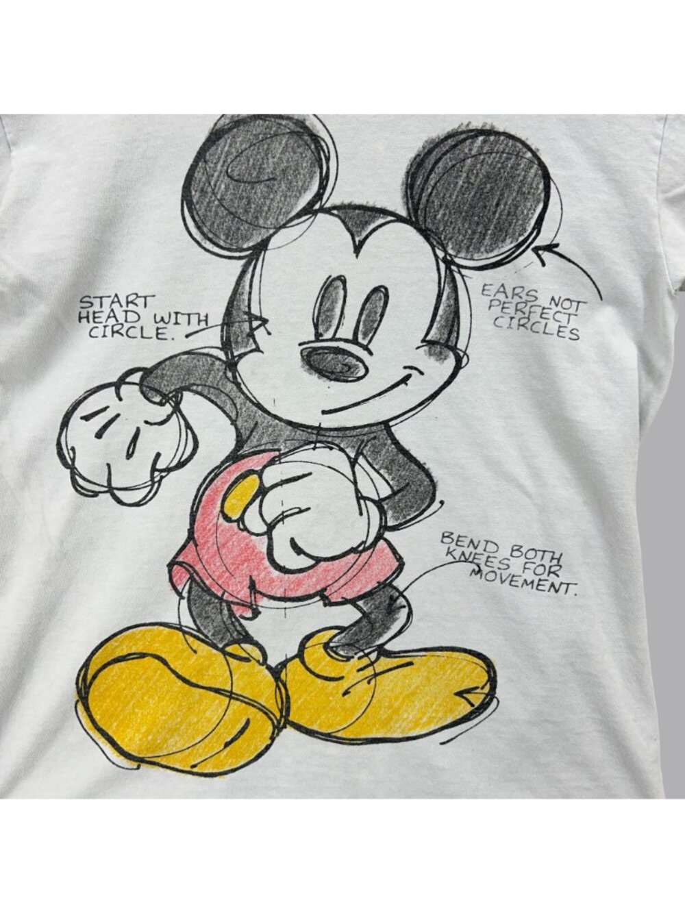 Vintage Disney Mickey Mouse Sketch T Shirt USA Made Double Sided Graphic 90s M - Picture 3 of 9